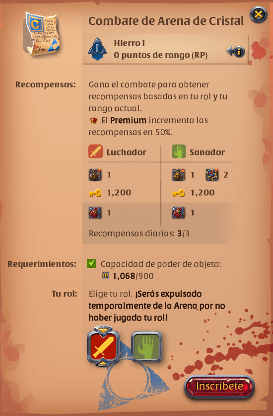 Arena de Cristal en combate